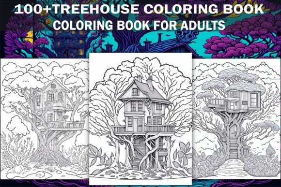 100 Treehouse Coloring Book for-Kdp