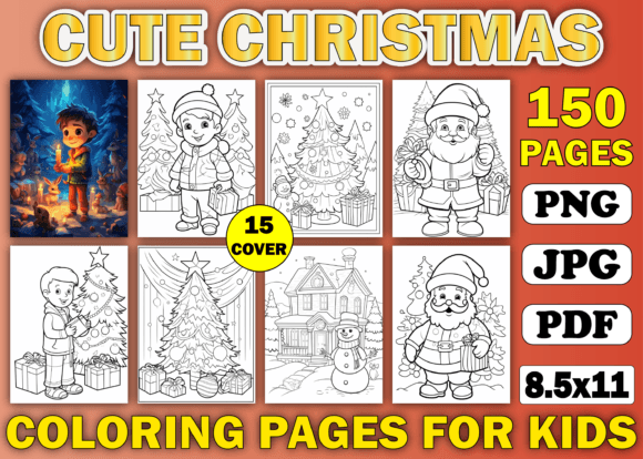 150 Cute Christmas Coloring Pages Kids