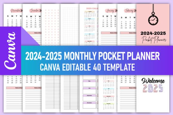 2024-2025 Monthly Pocket Planner Canva