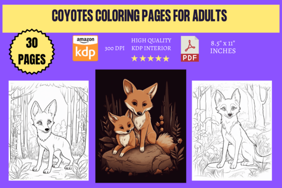 Coyotes Coloring Pages for Adults