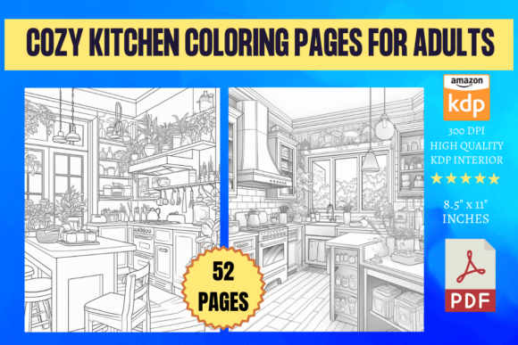 Cozy Kitchen Coloring Pages for Adults