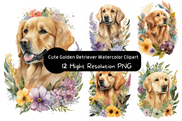 Cute Golden Retriever Watercolor Clipart: A Versatile Asset for Creatives and Businesses