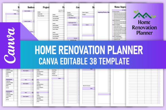 Editable Home Renovation Planner Canva