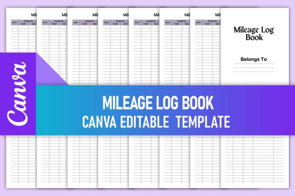 Editable Mileage Logbook Canva KDP for Professional Use