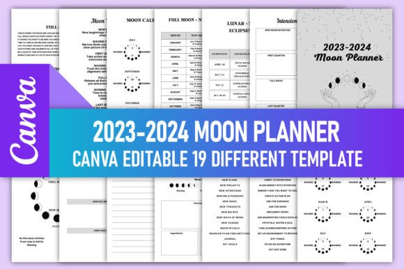 Editable Moon Planner 2023-2024 Canva