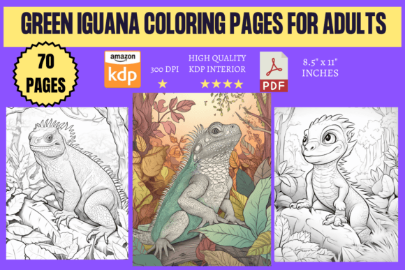 Green Iguana Coloring Pages for Adults