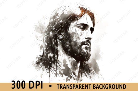 Jesus Christ Face Portrait PNG Sketch for Digital Creators