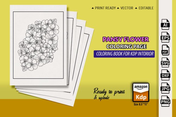 Pansy Flower Bouquet, Pencil Art Pansy: A Digital Coloring Book for Adults