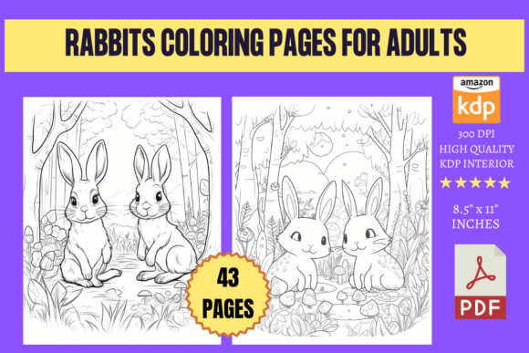 Rabbits Coloring Pages for Adults