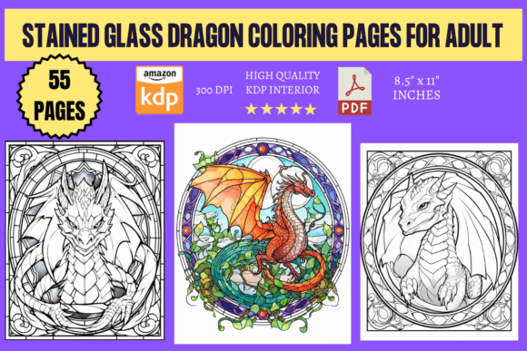 Stained Glass Dragon Coloring Pages